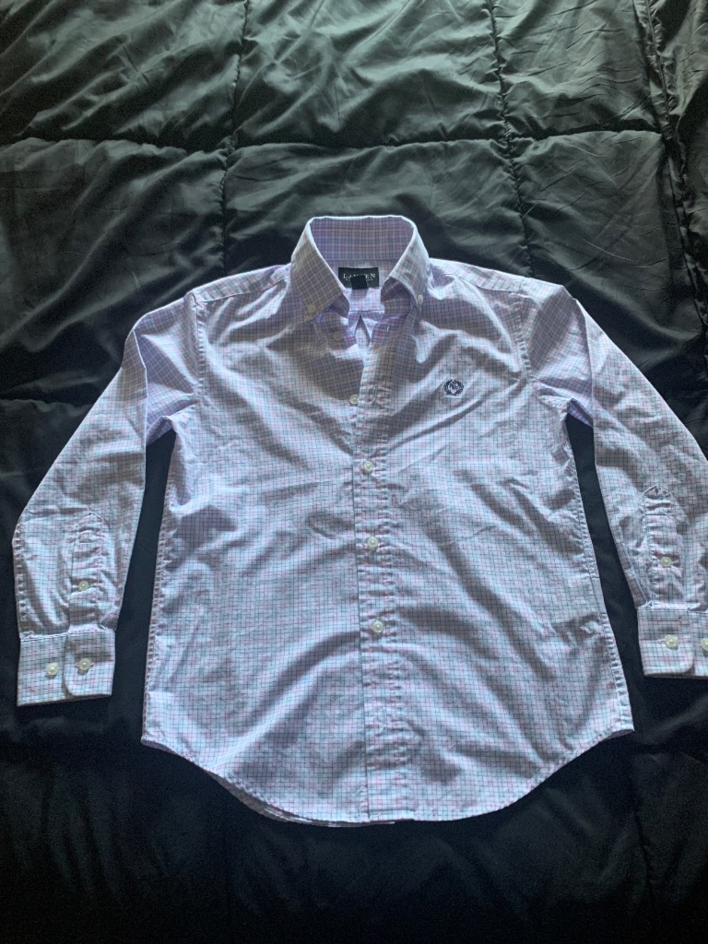 Ralph Lauren boys checked buttoned shirt Pink/ blue size 8